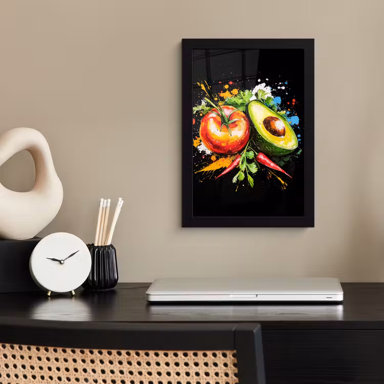 Poster met lijst - Tomaat - Avocado - Peper - Graffiti - Verf - Modern — 3