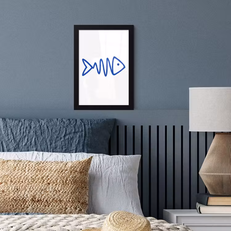 Poster met lijst - Vis - Minimalistisch - Blauw - Lijn — 4