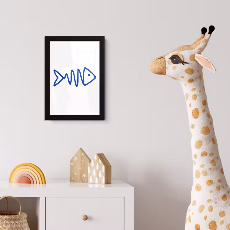 Poster met lijst - Vis - Minimalistisch - Blauw - Lijn — 5