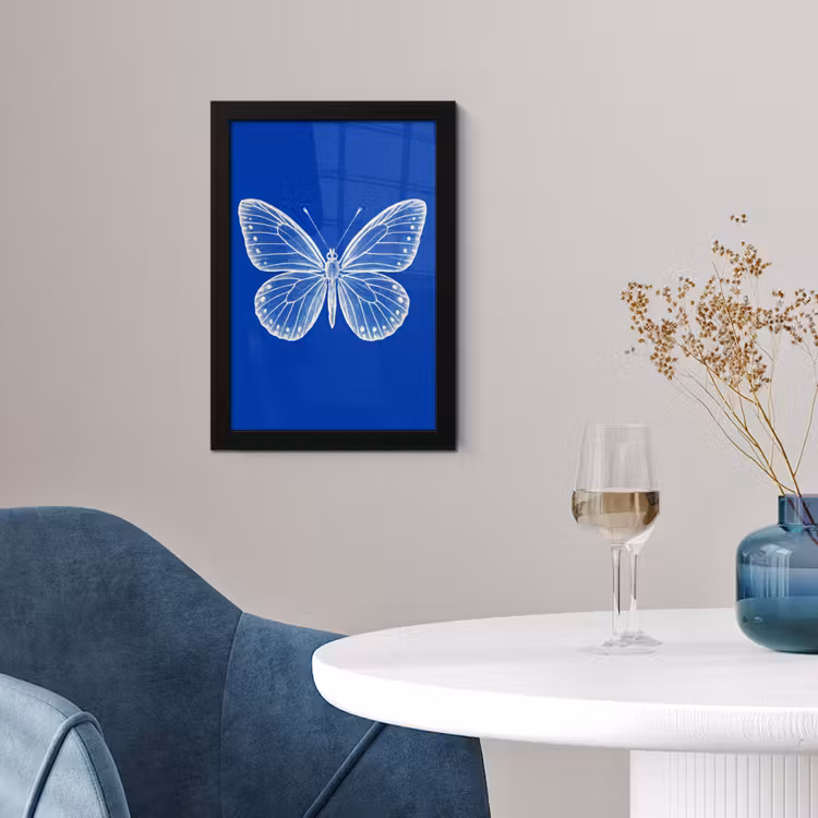 Poster met lijst - Vlinder - Wit - Getekend - Stippen — 2