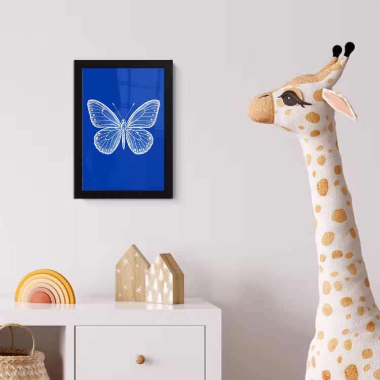 Poster met lijst - Vlinder - Wit - Getekend - Stippen — 5