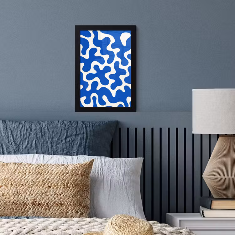 Poster met lijst - Vormen - Abstract - Blauw - Golven — 4