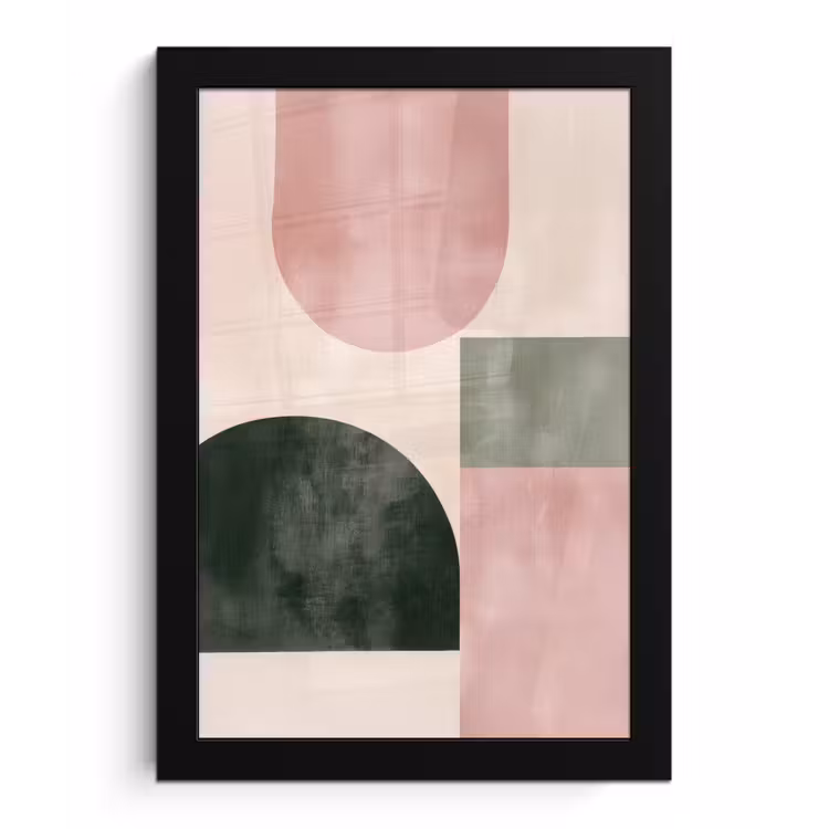 Poster met lijst - Vormen - Abstract - Cirkel - Zwart — 1