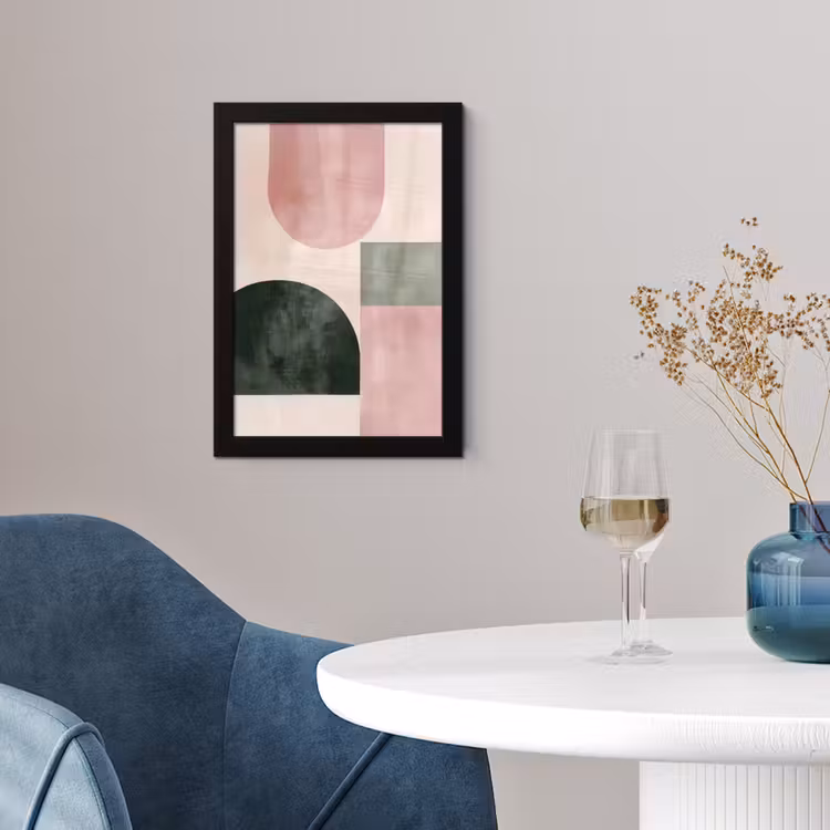 Poster met lijst - Vormen - Abstract - Cirkel - Zwart — 2