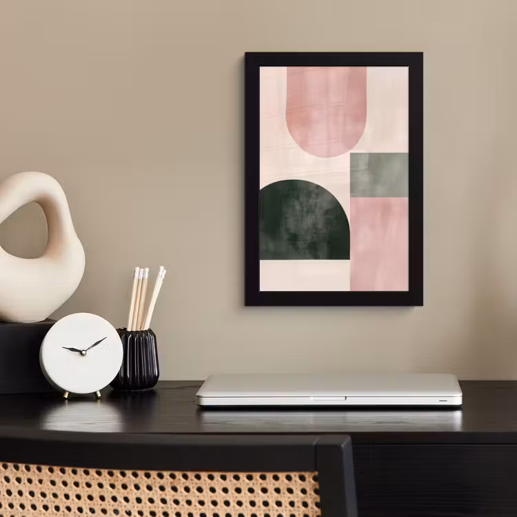 Poster met lijst - Vormen - Abstract - Cirkel - Zwart — 3