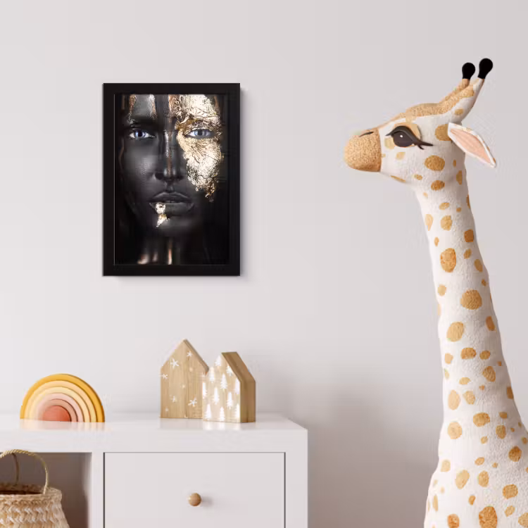 Poster met lijst - Vrouw - Bladgoud - Zwart - Goud - Luxe — 5