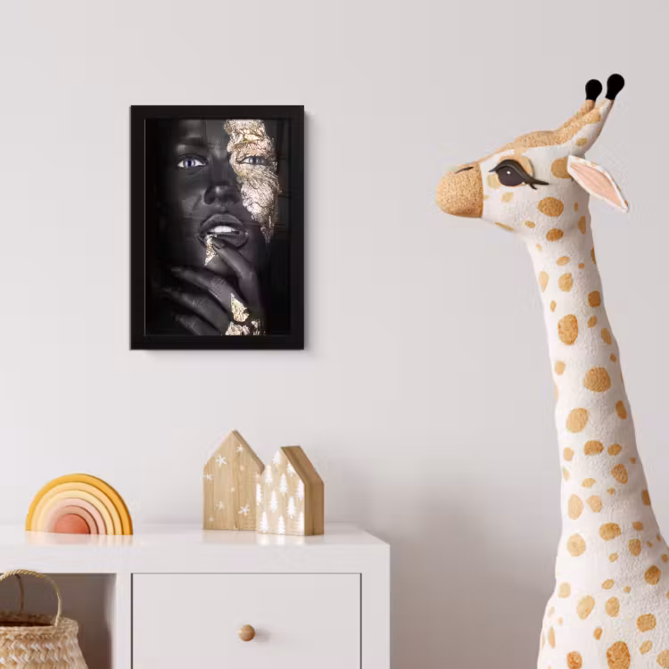 Poster met lijst - Vrouw - Bladgoud - Zwart - Huid - Luxe — 5