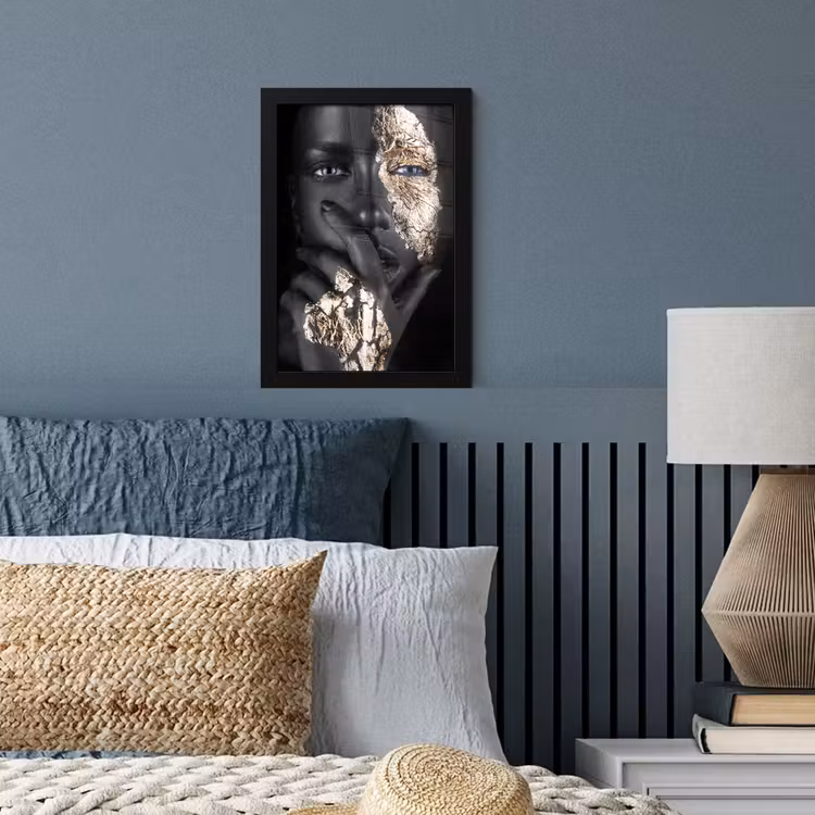 Poster met lijst - Vrouw - Goud - Zwart - Schmink - Luxe — 4