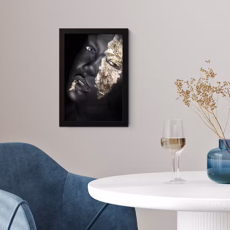 Poster met lijst - Vrouw - Goud - Zwart - Verf - Luxe — 2