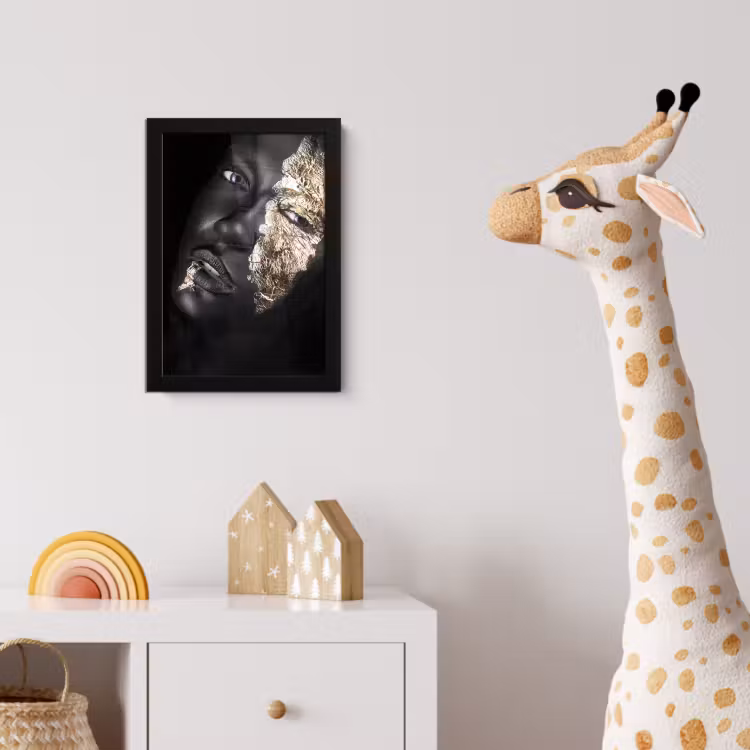 Poster met lijst - Vrouw - Goud - Zwart - Verf - Luxe — 5