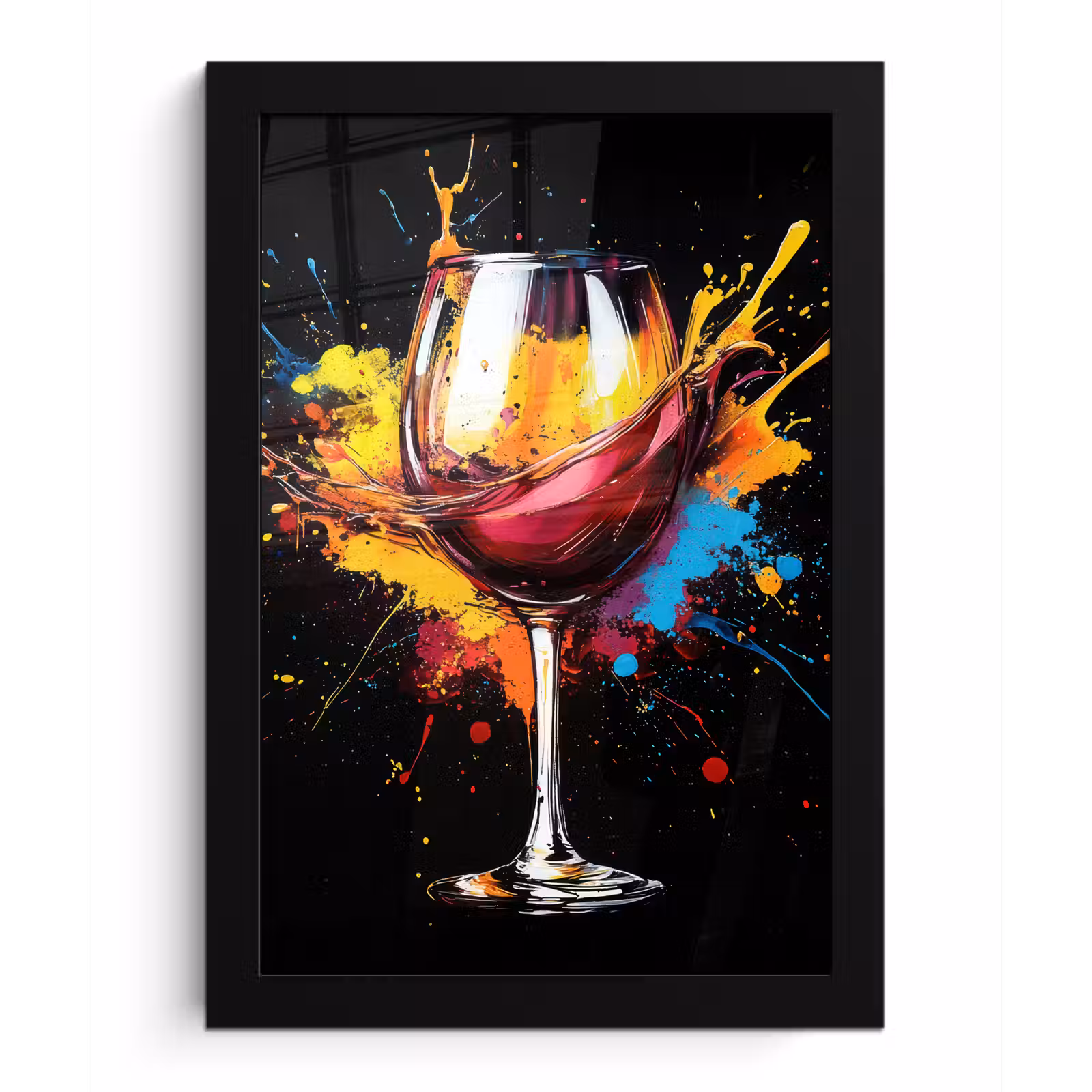 Poster met lijst - Wijn - Glas - Graffiti - Borrel - Rood - Verf — 1