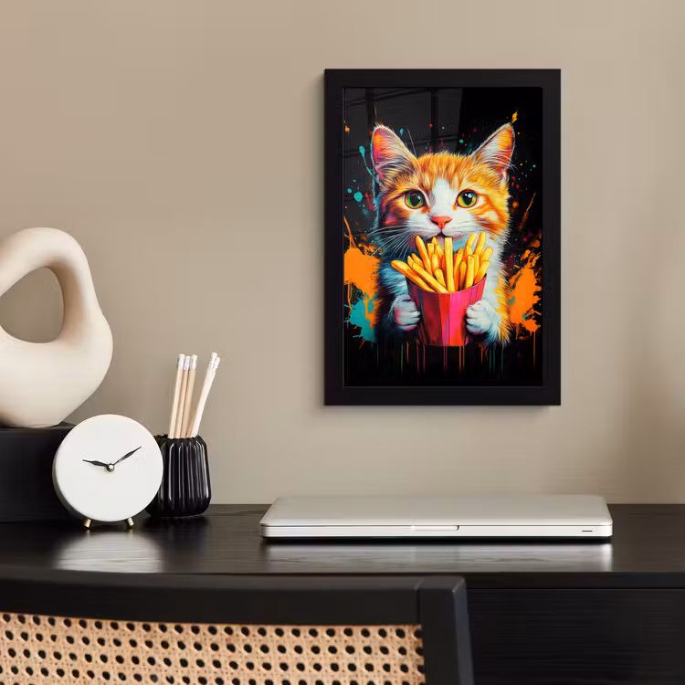 Poster met lijst - Kat - Eten - Patat - Graffiti - Abstract — 3
