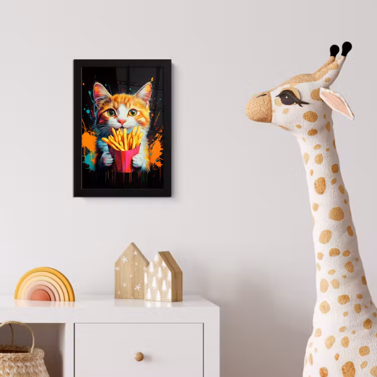 Poster met lijst - Kat - Eten - Patat - Graffiti - Abstract — 5