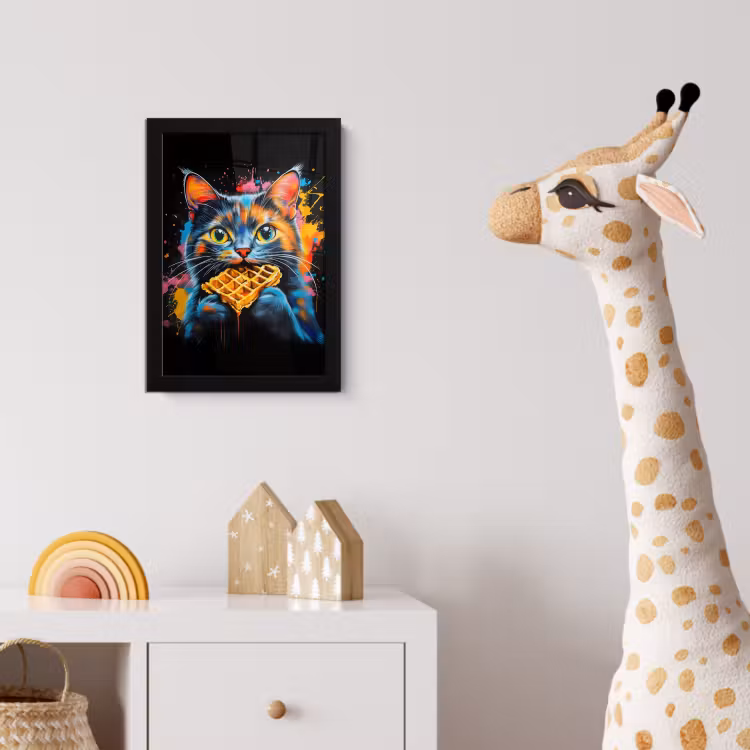 Poster met lijst - Kat - Graffiti - Kleurrijk - Wafel - Eten — 5