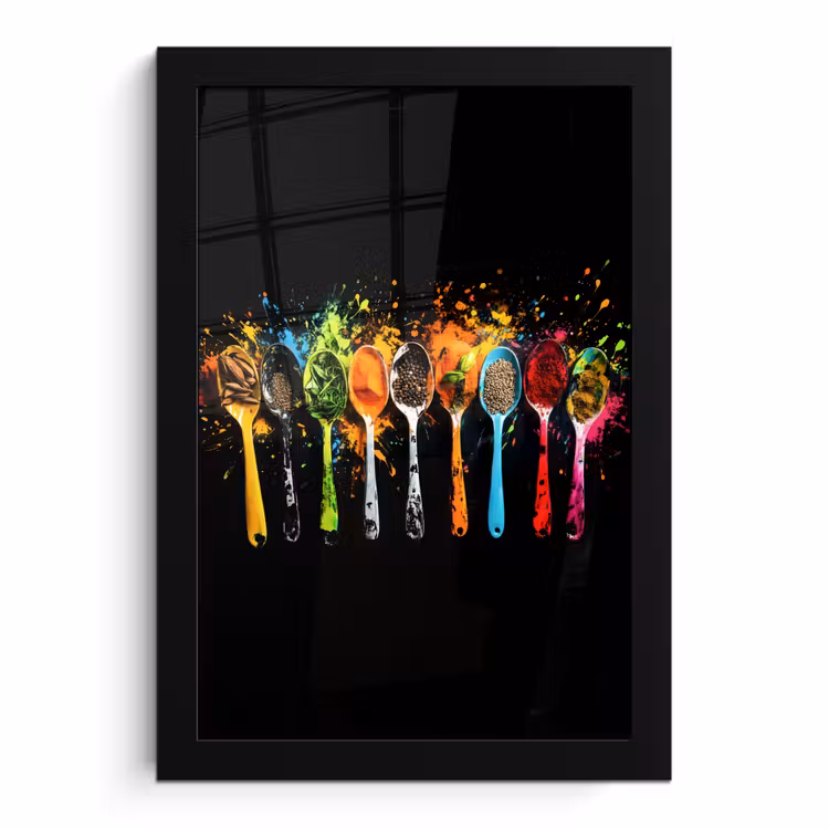 Poster met lijst - Lepels - Kruiden - Modern - Graffiti - Verf - Kleurrijk — 1