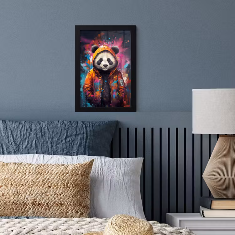 Poster met lijst - Panda - Jas - Graffiti - Oranje — 4