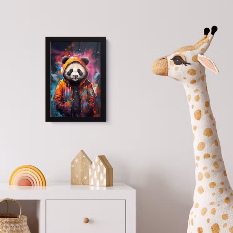 Poster met lijst - Panda - Jas - Graffiti - Oranje — 5