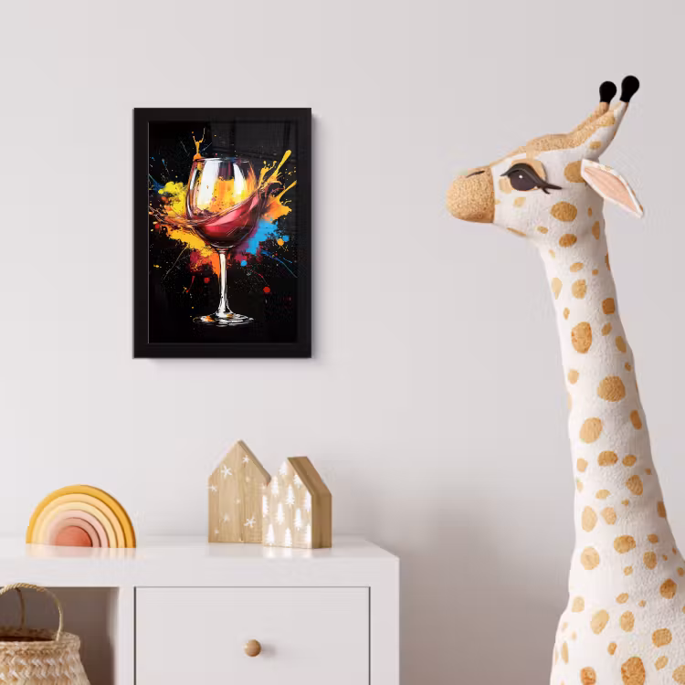 Poster met lijst - Wijn - Glas - Graffiti - Borrel - Rood - Verf — 5