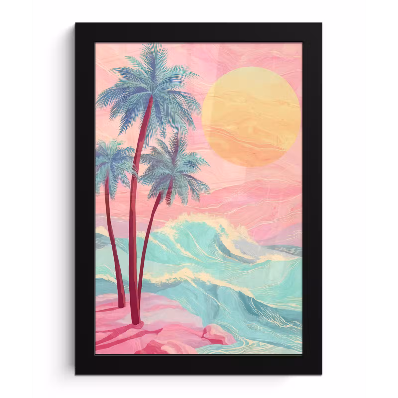 Poster met lijst - Palmbomen - Golven - Zee — 1