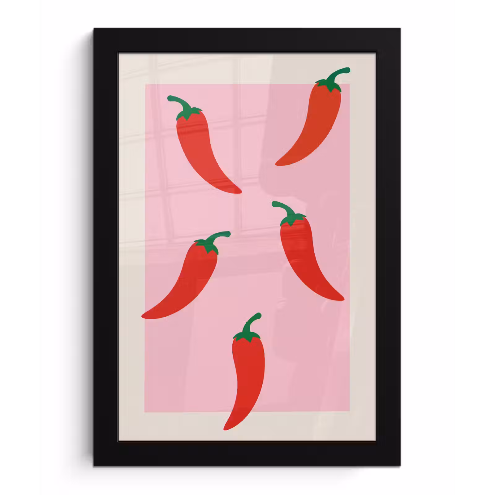 Poster met lijst - Pepers - Rood - Illustratie — 1