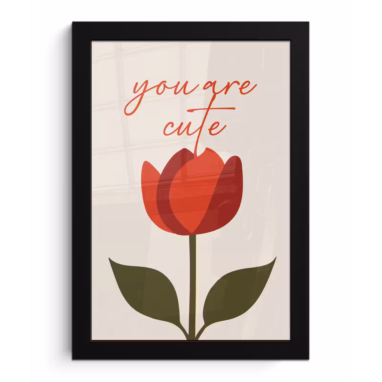Poster met lijst - Roos - Rood - Bloem - Valentijn — 1