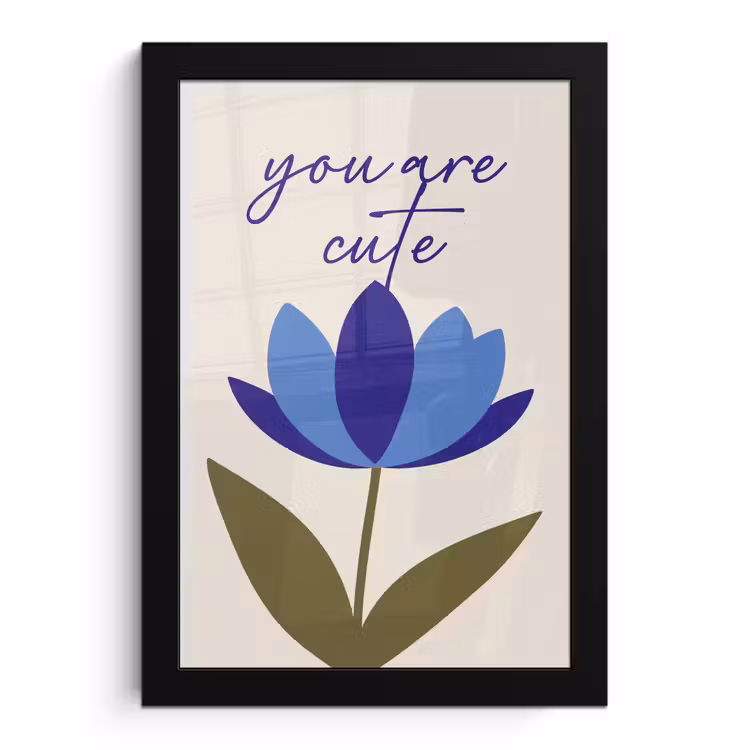 Poster met lijst - Korenbloem - Valentijn - Bloem - Blauw — 1