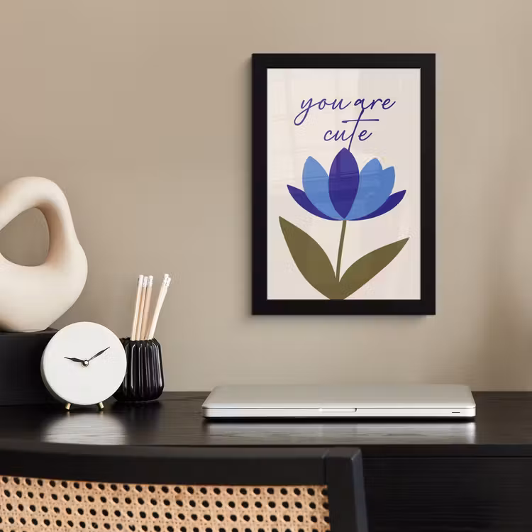 Poster met lijst - Korenbloem - Valentijn - Bloem - Blauw — 3