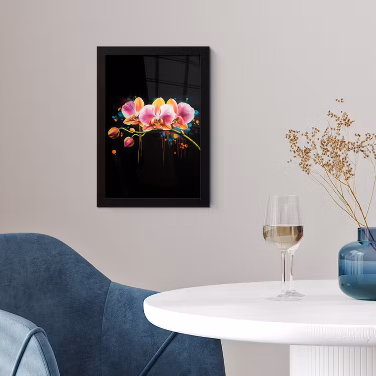 Poster met lijst - Orchidee - Graffiti - Kleurrijk - Bloemen - Abstract — 2