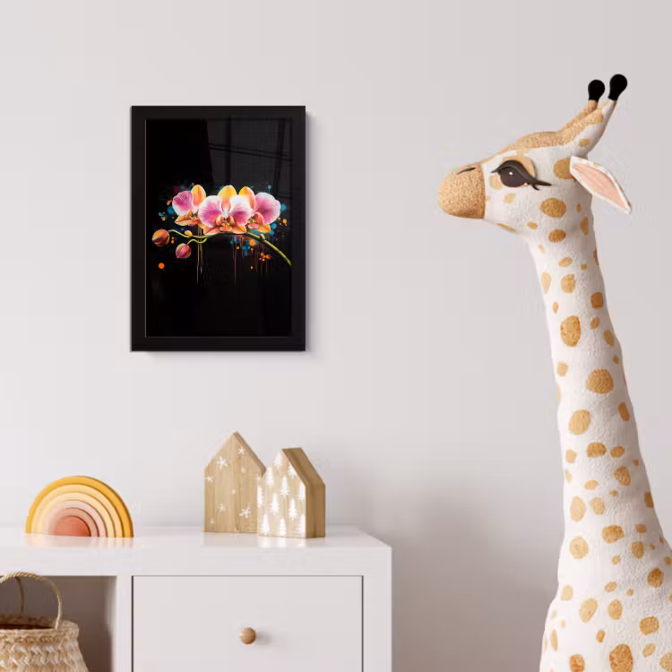 Poster met lijst - Orchidee - Graffiti - Kleurrijk - Bloemen - Abstract — 5