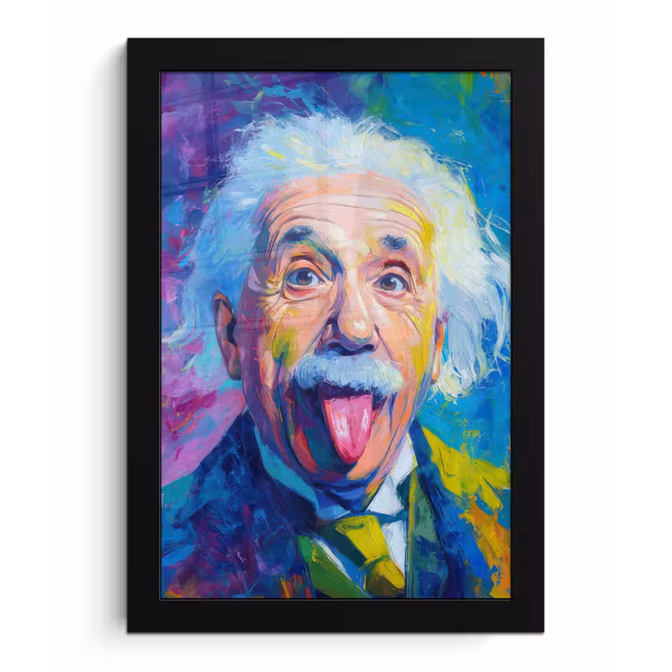 Poster met lijst - Oude man - Expressief - Kleurrijk — 1