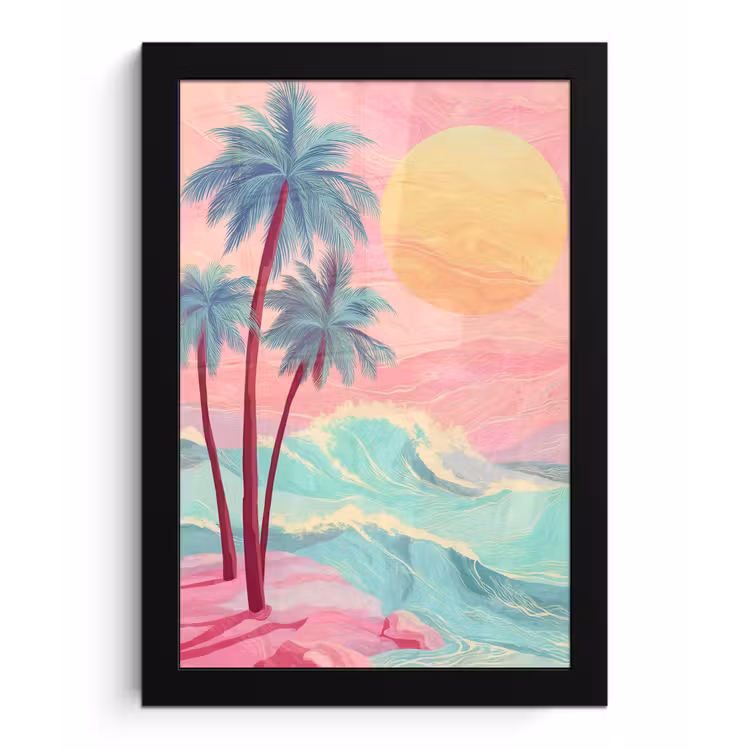 Poster met lijst - Palmbomen - Golven - Zee — 1