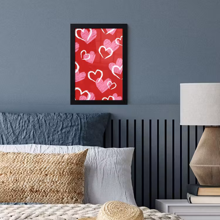 Poster met lijst - Patroon - Hartjes - Roze - Valentijn — 4