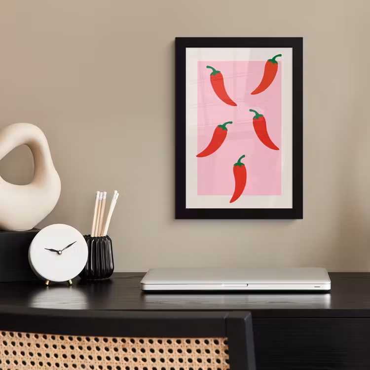 Poster met lijst - Pepers - Rood - Illustratie — 3