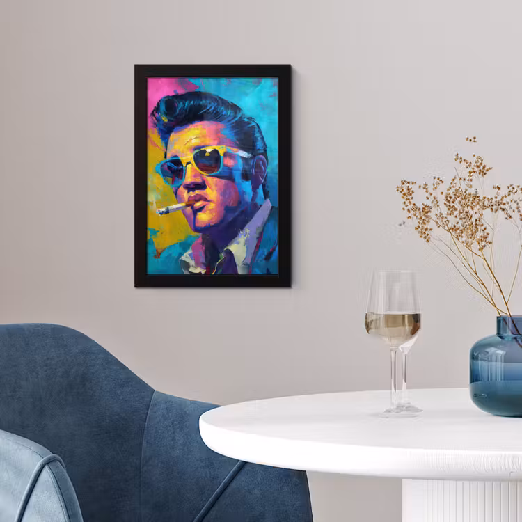 Poster met lijst - Portret - Sigaret - Kleurrijk - Bril — 2