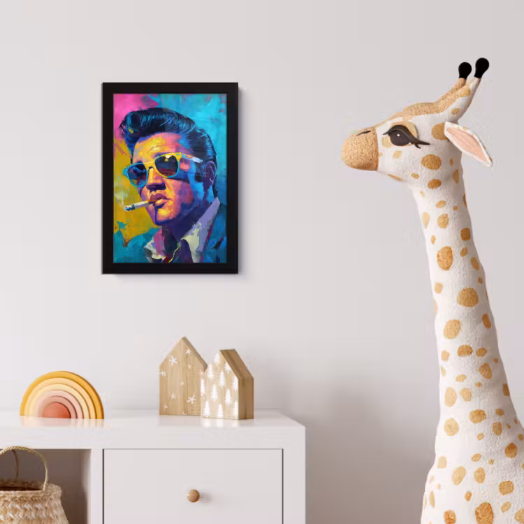 Poster met lijst - Portret - Sigaret - Kleurrijk - Bril — 5