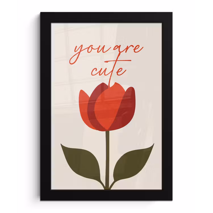 Poster met lijst - Roos - Rood - Bloem - Valentijn — 1