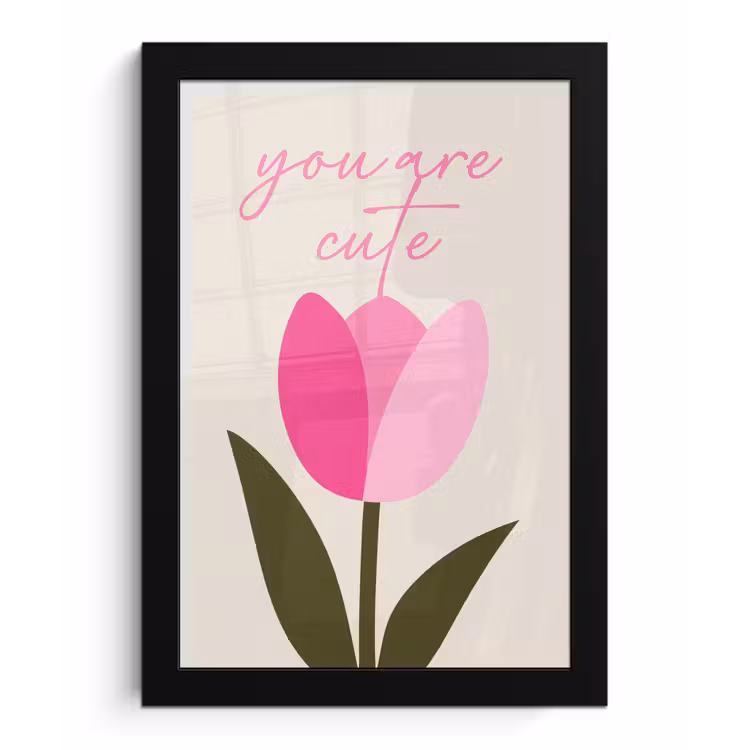 Poster met lijst - Tulp - Roze - Valentijn - Bloem — 1