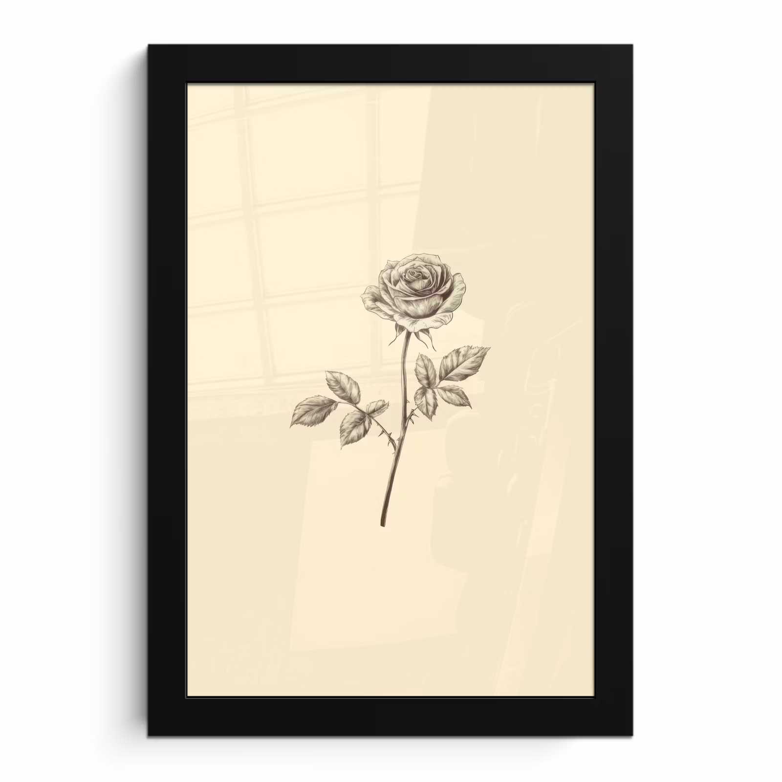 Poster met lijst - Illustratie - Zwart - Roos — 1
