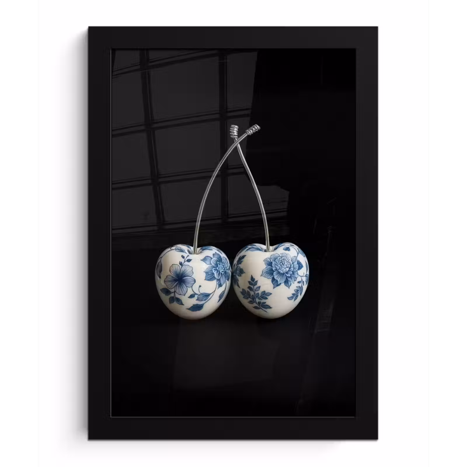 Poster met lijst - Kersen - Delfts blauw - Fruit — 1