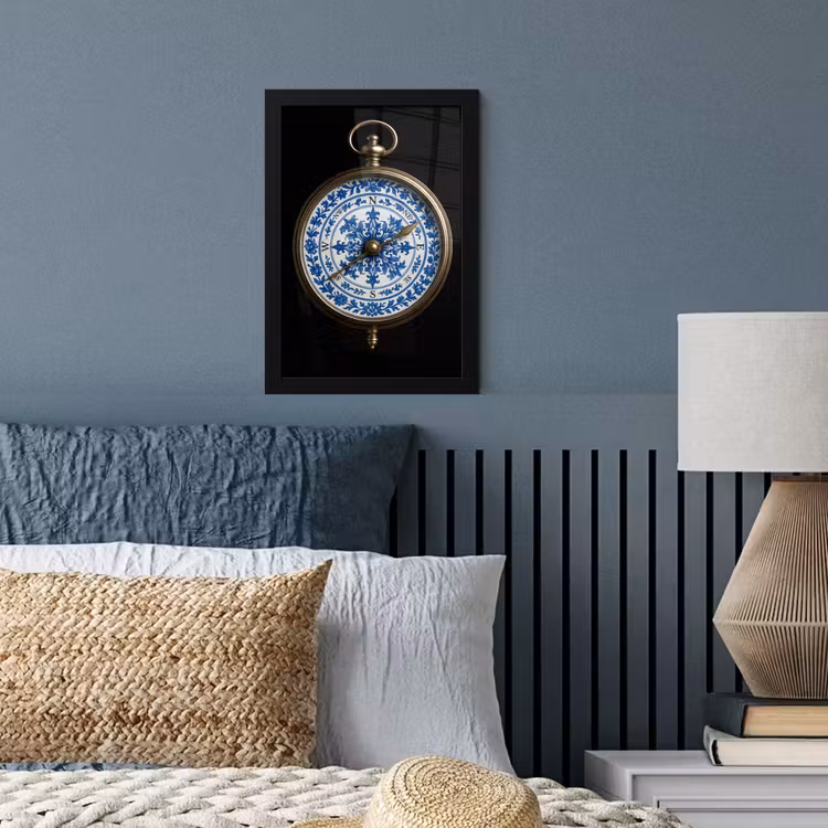 Poster met lijst - Kompas - Delfts blauw - Zwart — 4