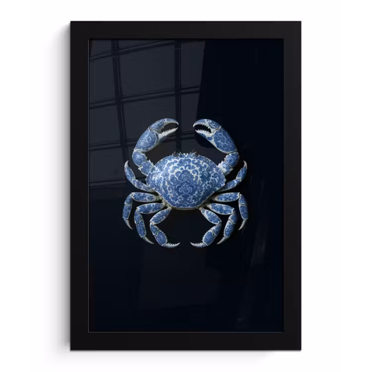 Poster met lijst - Krab - Delfts blauw - Dieren — 1