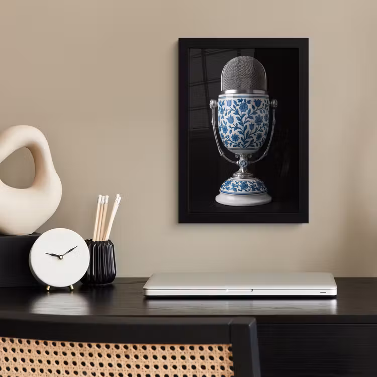 Poster met lijst - Microfoon - Delfts blauw - Muziek — 3