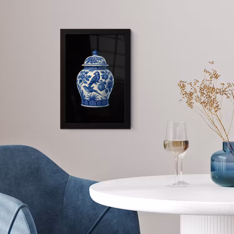 Poster met lijst - Pot - Delfts Blauw - Bloemen — 2