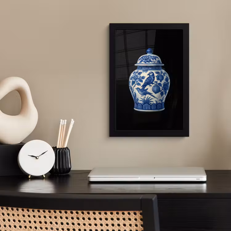 Poster met lijst - Pot - Delfts Blauw - Bloemen — 3