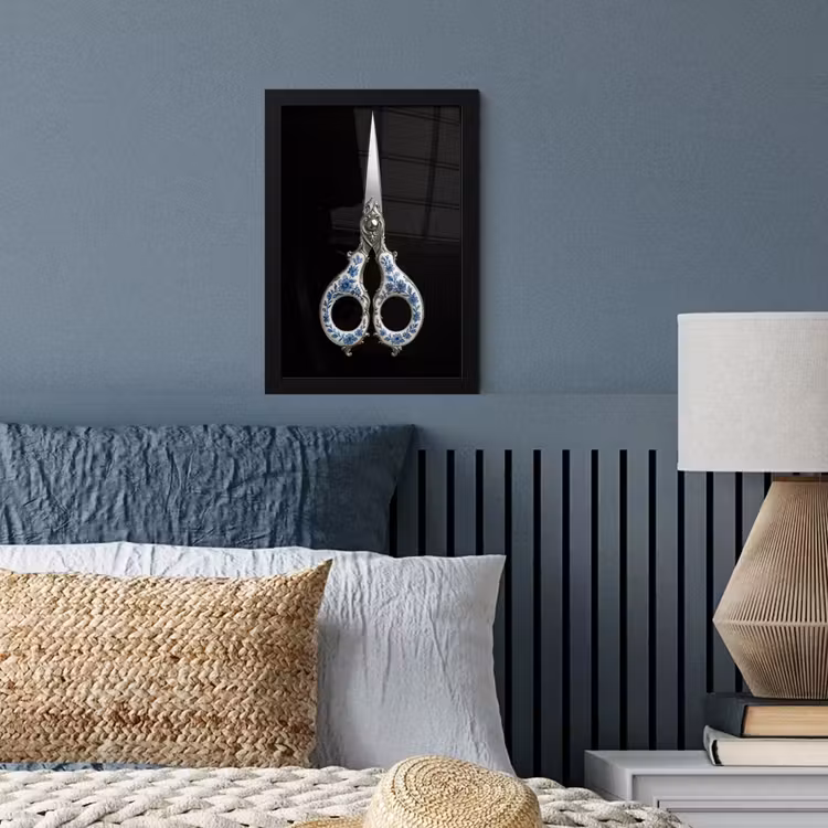 Poster met lijst - Schaar - Delfts blauw - Zwart — 4