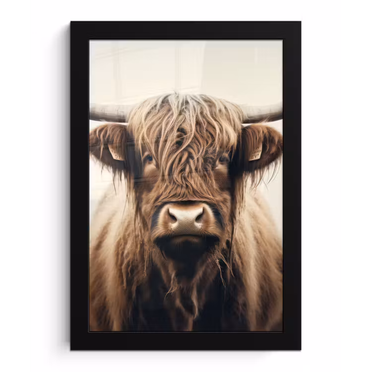 Poster met lijst - Schotse hooglander - Hoorns - Landschap — 1