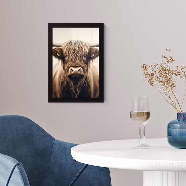 Poster met lijst - Schotse hooglander - Hoorns - Landschap — 2