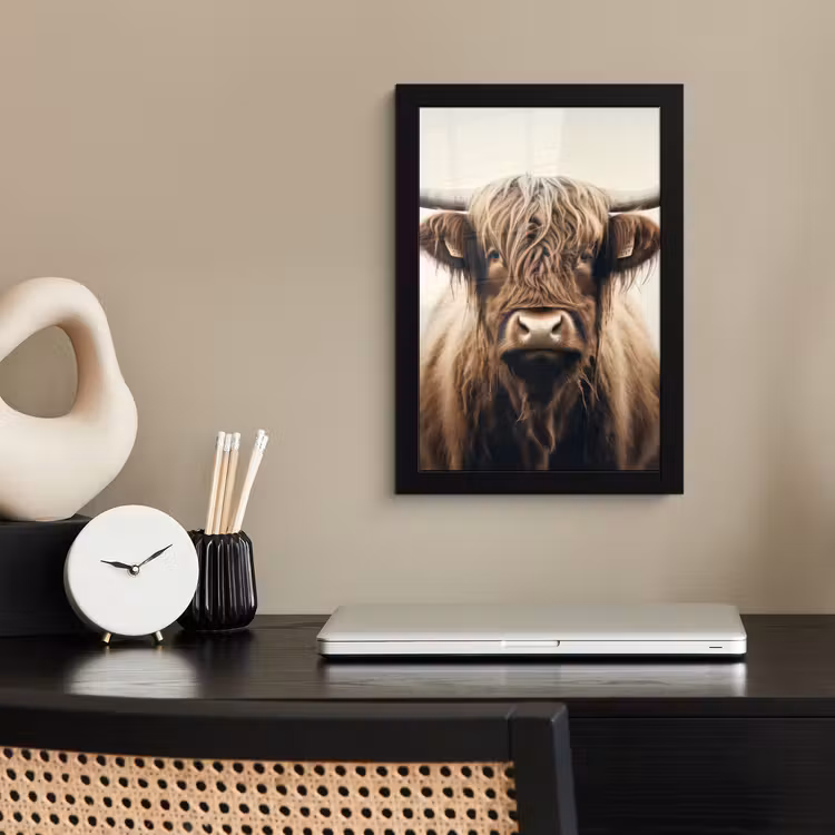 Poster met lijst - Schotse hooglander - Hoorns - Landschap — 3