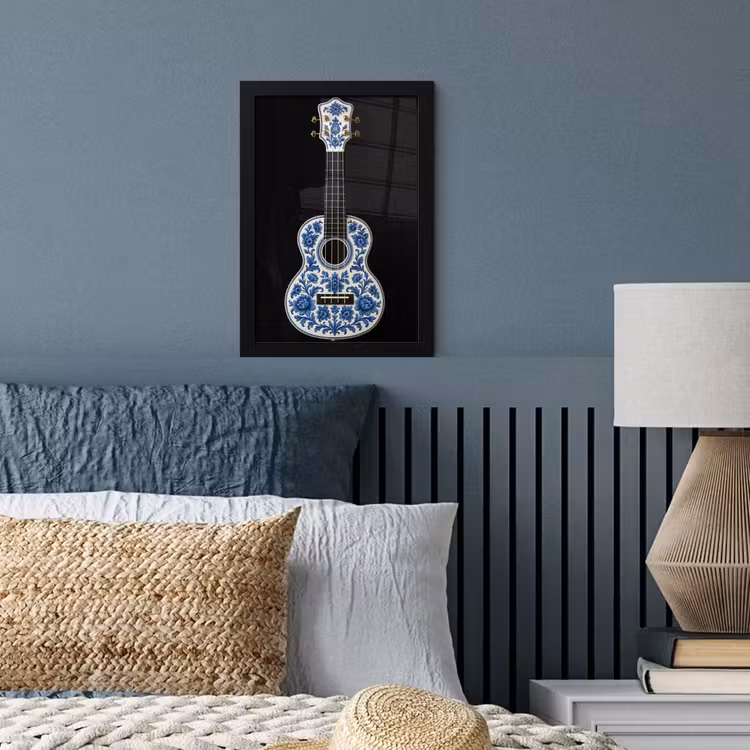 Poster met lijst - Ukelele - Delfts - Blauw - Muziek — 4
