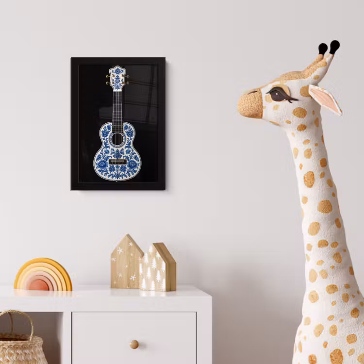 Poster met lijst - Ukelele - Delfts - Blauw - Muziek — 5